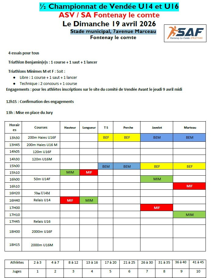 ½ Championnat de Vendée U14 et U16